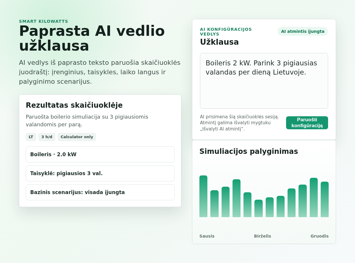 Paprasta AI vedlio užklausa skaičiuoklėje